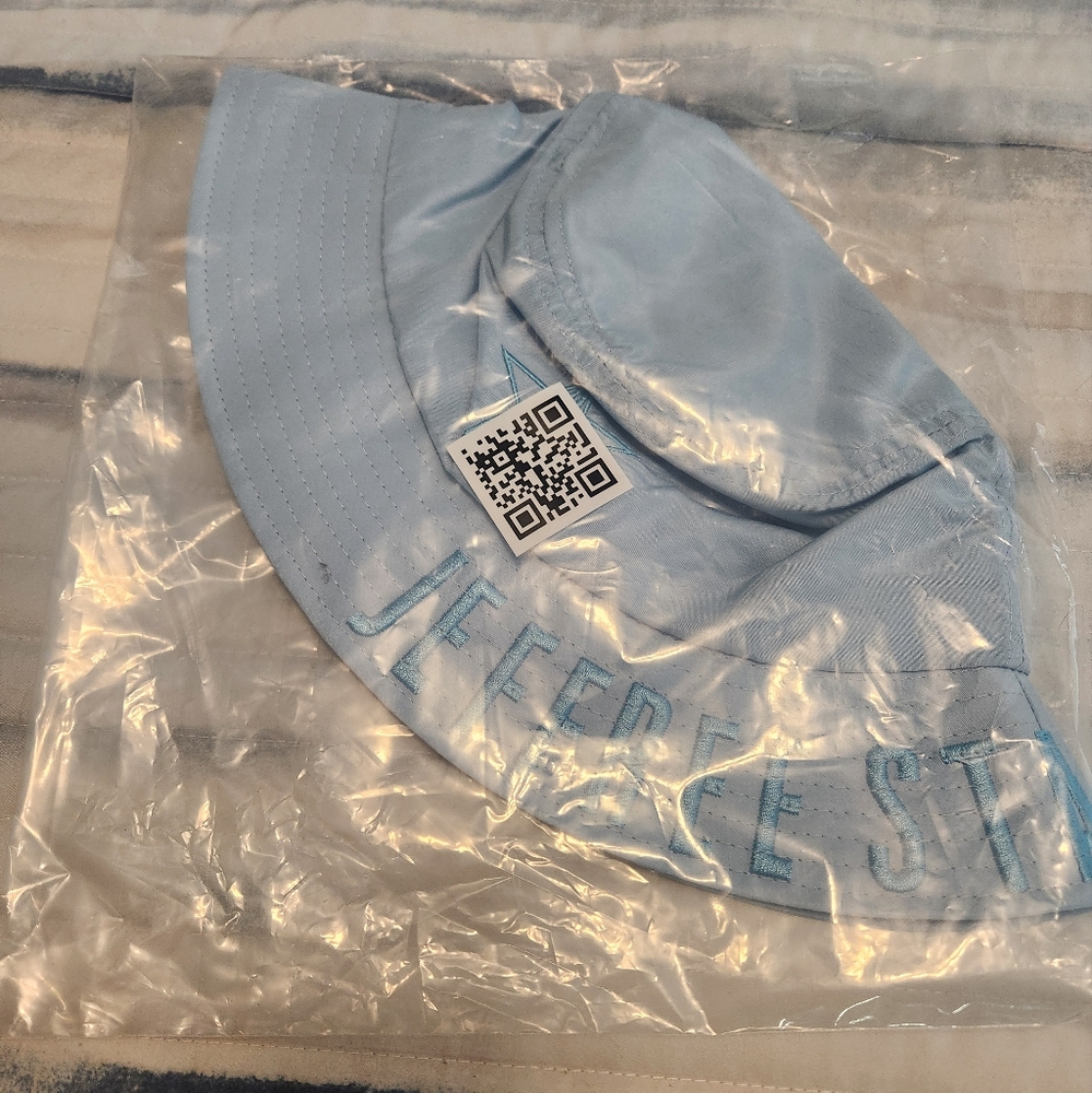 Exclusive JSC Bucket Hat in Baby Blue.